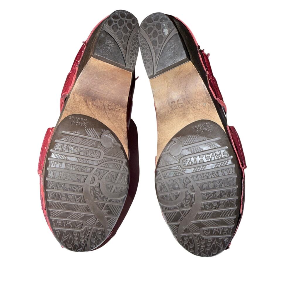 Sergio tomani red leather mule clog lace up detail EU39 US 8 lagenlook retro fun - Picture 7 of 10